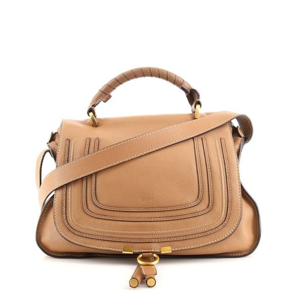 Chloe Handbags - Chloe Marcie Top Handle Bag Leather Medium Brown
